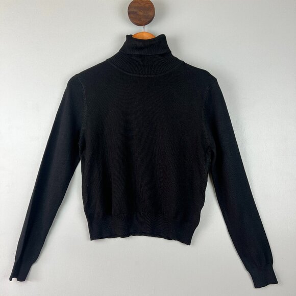 Pink Martini Black Turtleneck Sweater Medium Elegant Fitted Chic NWT - Picture 1 of 7